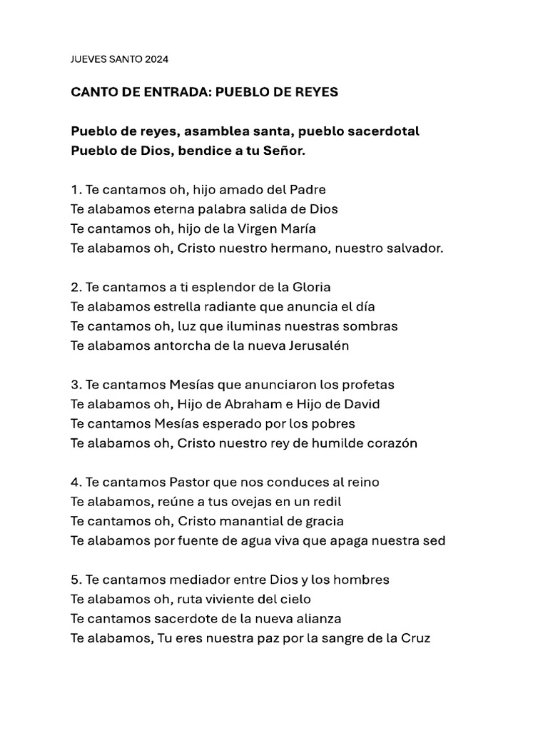 Letra Pueblo de Reyes | PDF