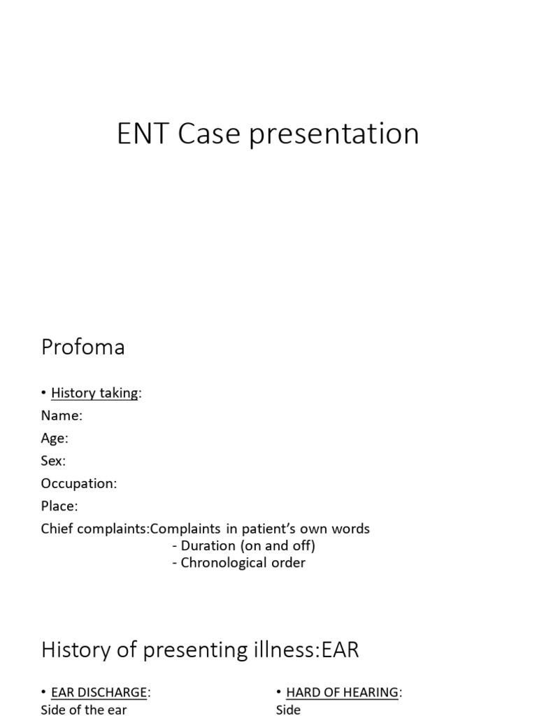 ENT Case Presentation Template | PDF | Human Nose | Human Head And Neck