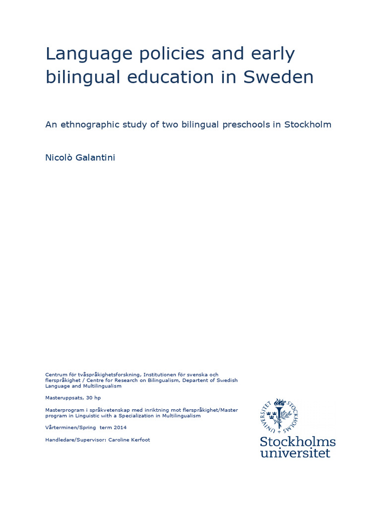 Bilingual Education Policies in Sweden | PDF | Multilingualism ...