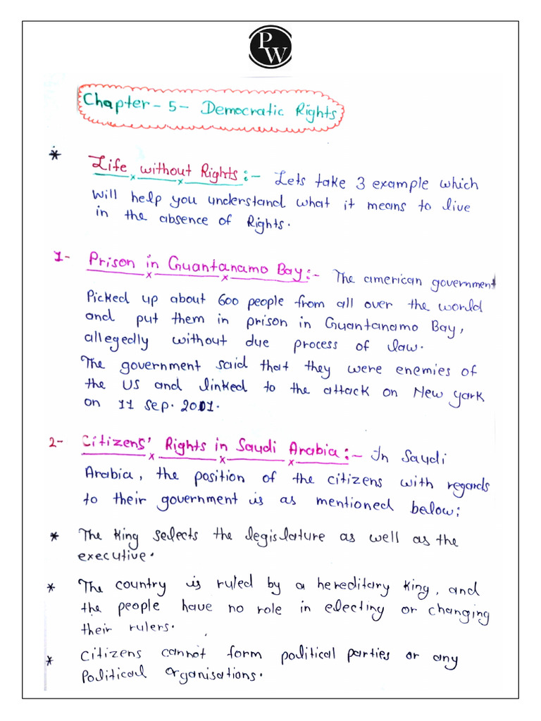 6604457e1c31170019c9aa0a - ## - Democratic Rights Handwritten Notes | PDF