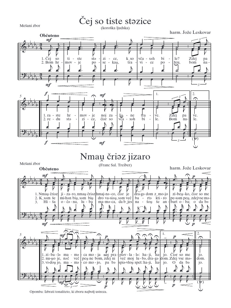 Cej So Tiste Stezice Mesani Zbor | PDF