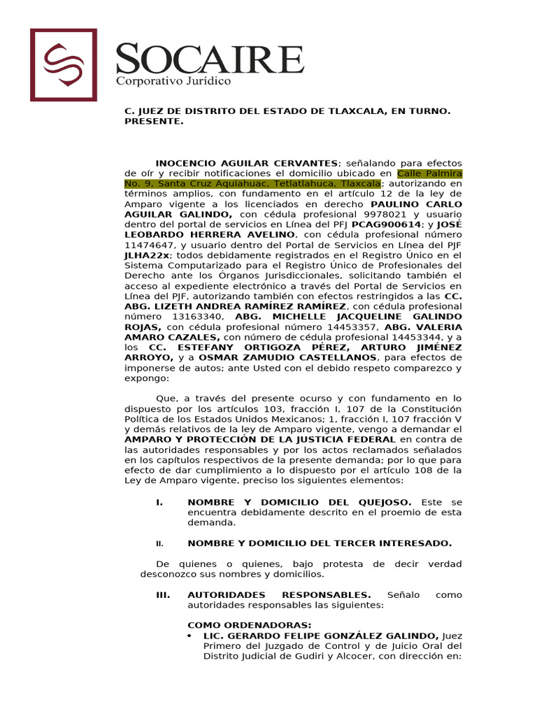 Demanda de Amparo en Tlaxcala | PDF | Queja | Ley Pública