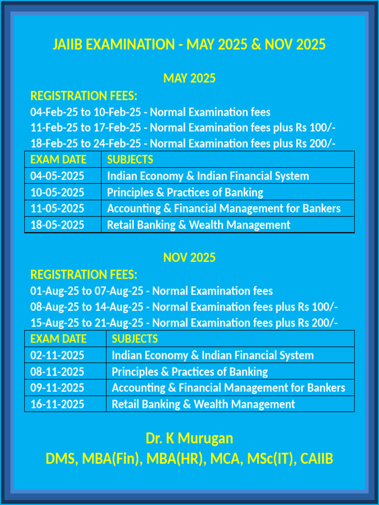 JAIIB & CAIIB Exam Dates 2025 | PDF