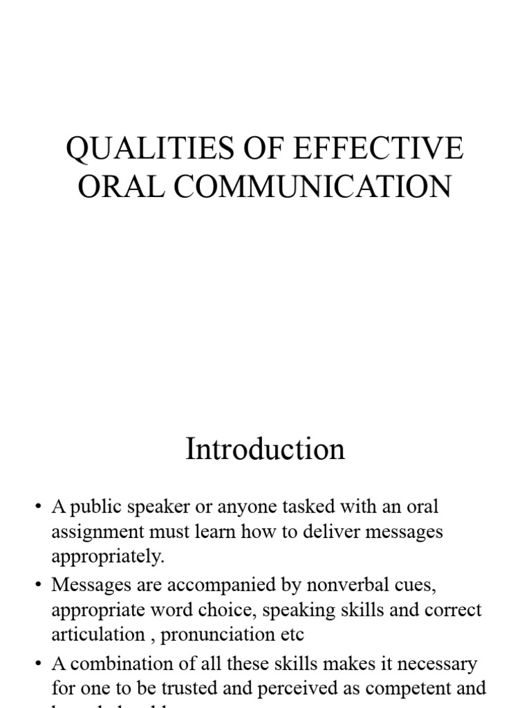 Key Traits of Effective Oral Communication | PDF | Nonverbal ...