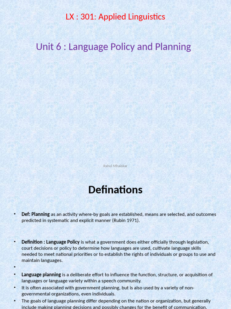 Unit 6 Language Policy and Planning | PDF | Dialect | Lexicon