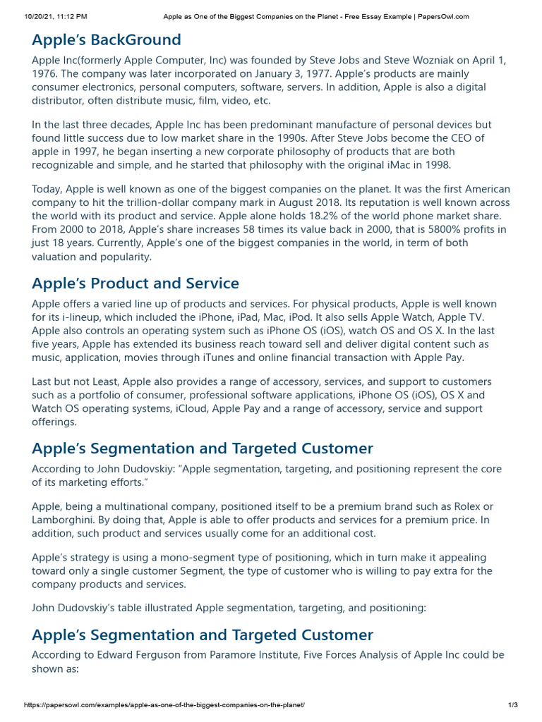 Apple As One of The Biggest Companies On The Planet - Free Essay ...