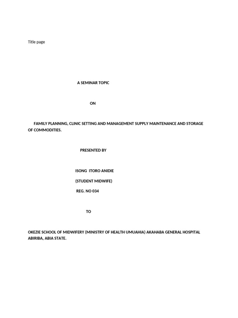 Family Planning Management in Clinics | PDF