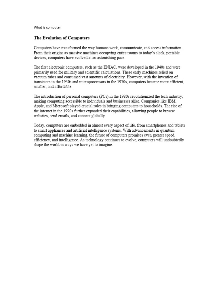 Evolution of Computers Explained | PDF