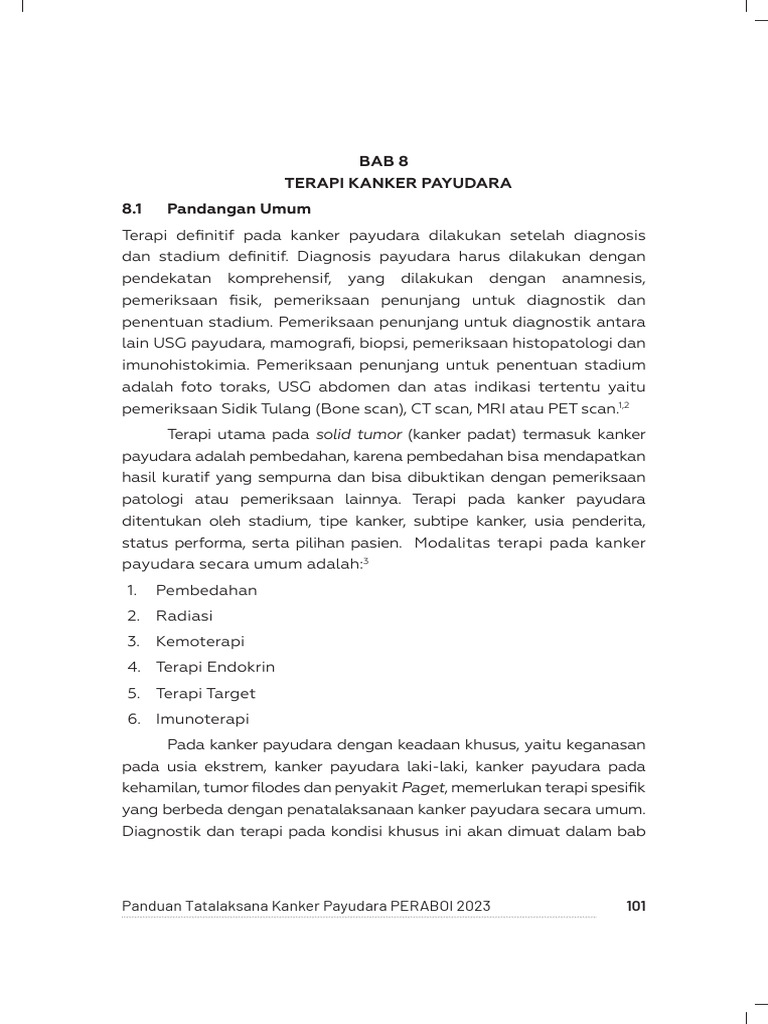 Terapi Kanker Payudara 2023: Panduan PERABOI | PDF