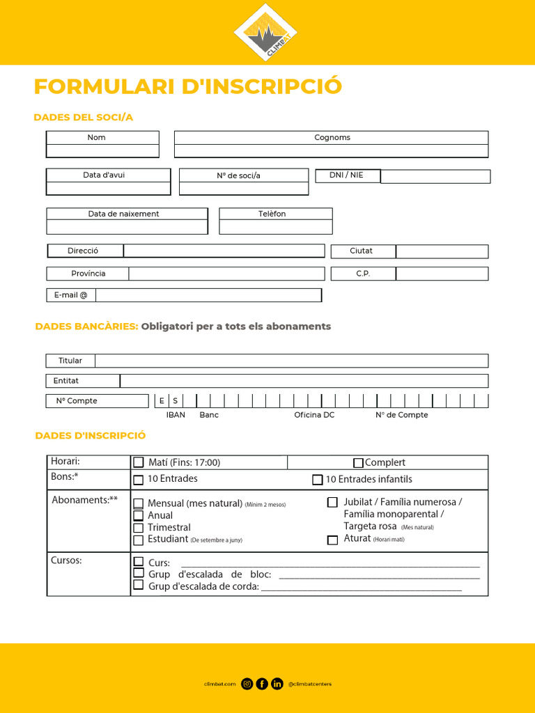 Formulari D'inscripció Cat | PDF