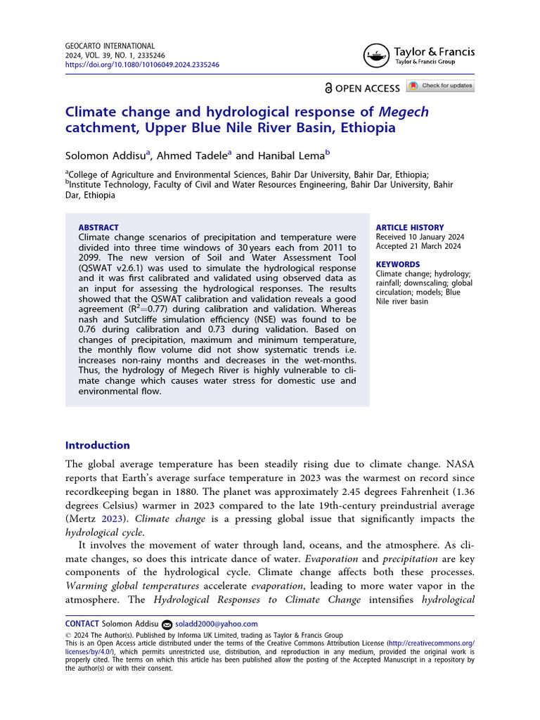 Climate Change Impact on Megech Hydrology | PDF | Evapotranspiration ...