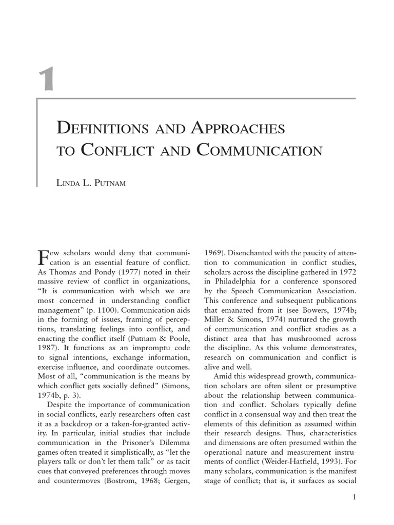 Definitions and Approaches To Conflict and Communication | PDF | Game ...