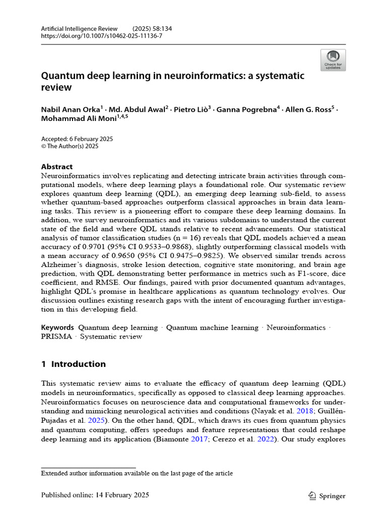 Quantum Deep Learning in Neuroinformatics | PDF | Quantum Computing ...
