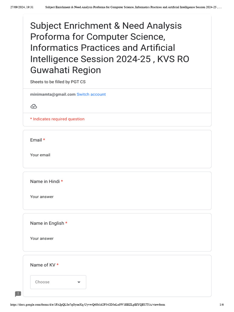 Subject Enrichment & Need Analysis Proforma For Computer Science | PDF ...