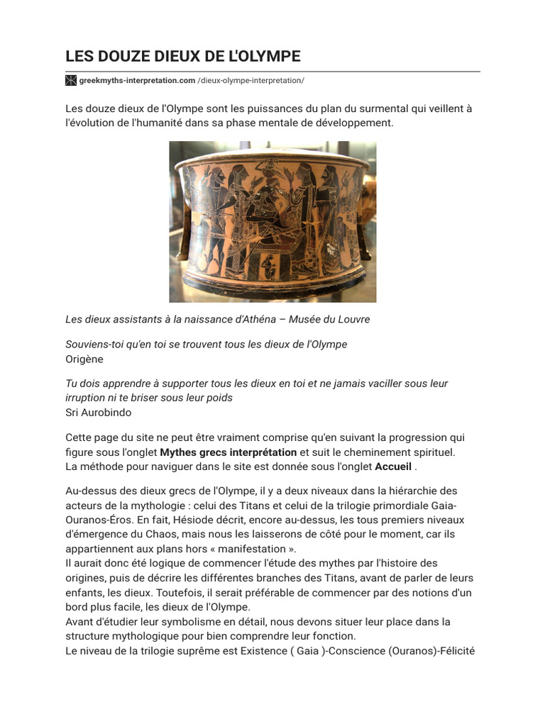 Les 12 dieux de l'Olympe et leurs rôles | PDF | Mythologie grecque | Zeus