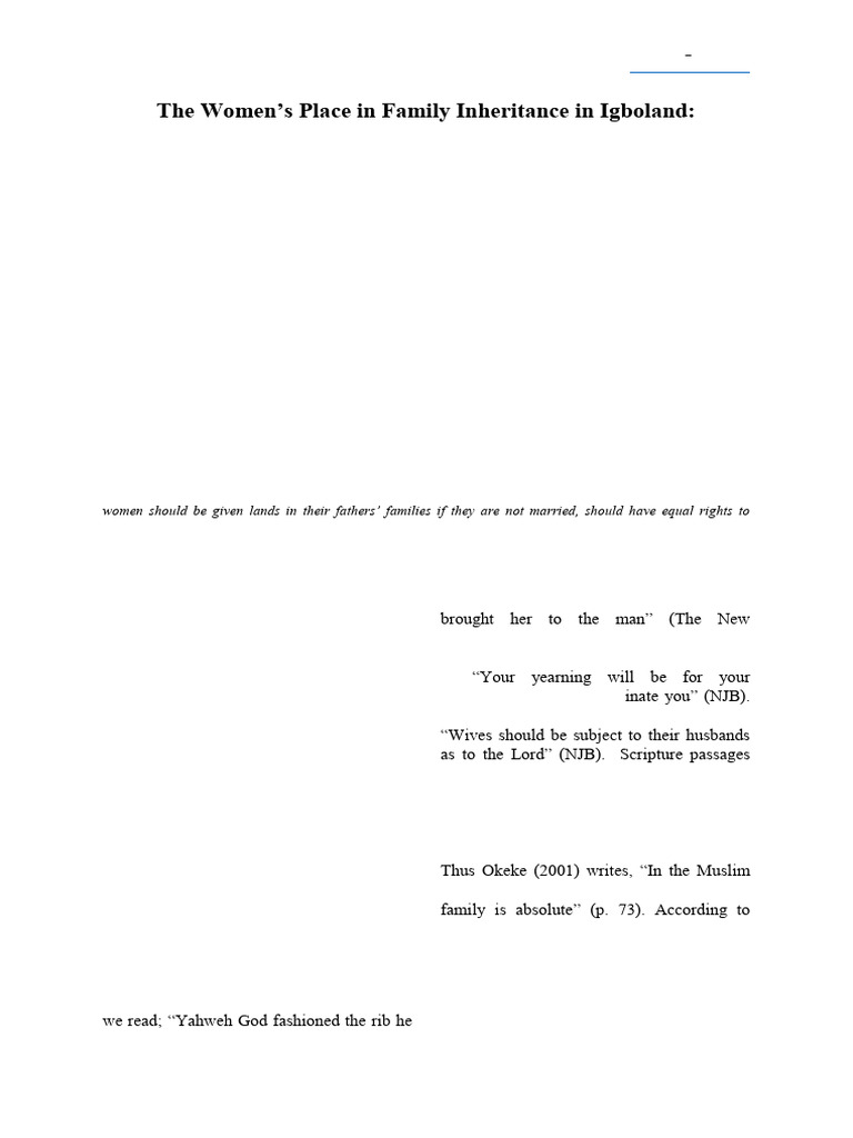 Women's Inheritance Rights in Igboland | PDF | Nigeria