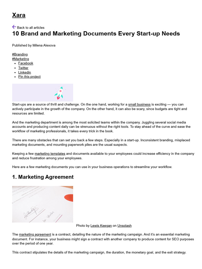 Essential Marketing Docs for Start-ups | PDF | Brand | Marketing