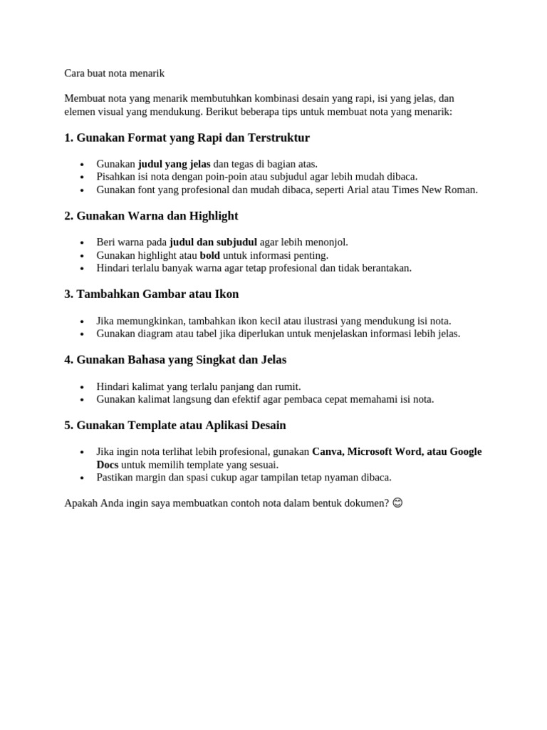 Tips Membuat Nota Menarik PDF