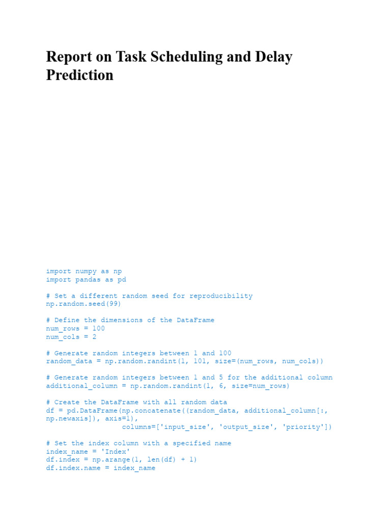 Report On Task Scheduling and Delay Prediction | PDF | Machine Learning ...