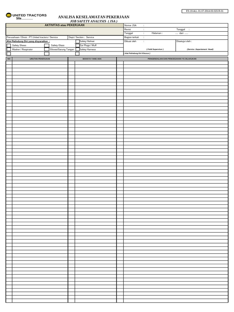 Format JSA untuk Analisa Keselamatan | PDF