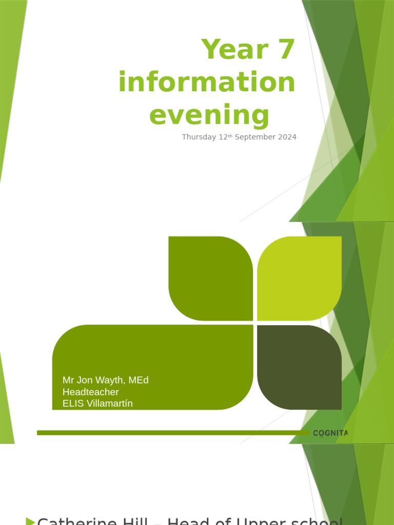 Year 7 Information Evening - Thursday 12th Sept | PDF