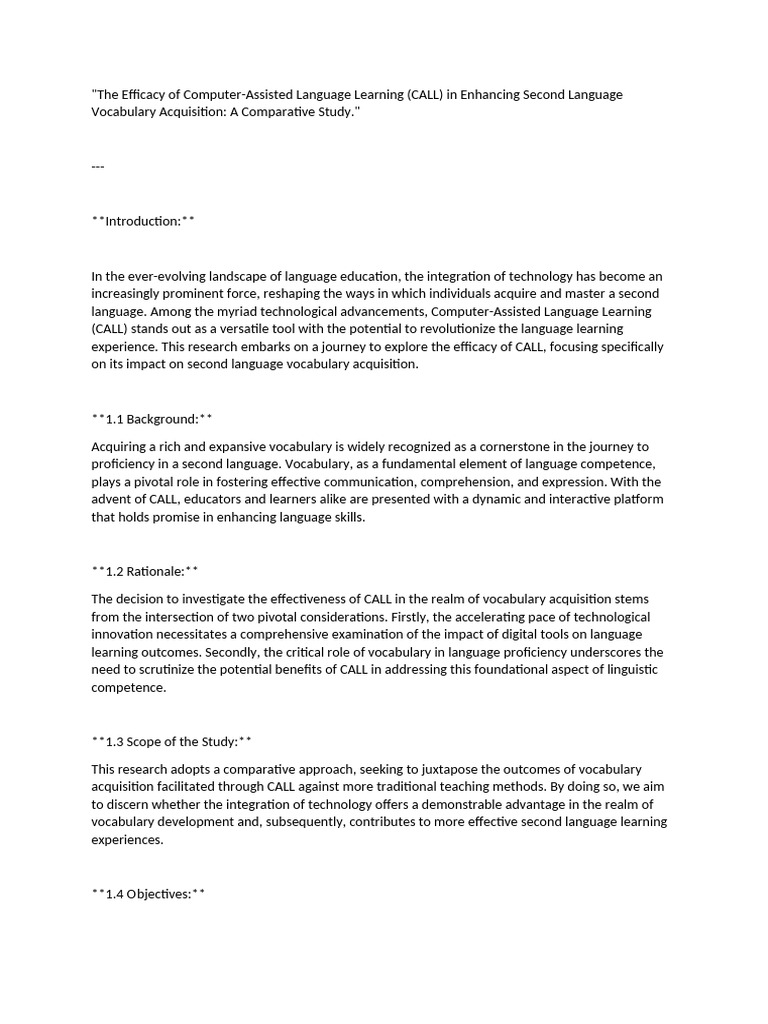 CALL's Impact on Second Language Vocabulary | PDF | Language ...