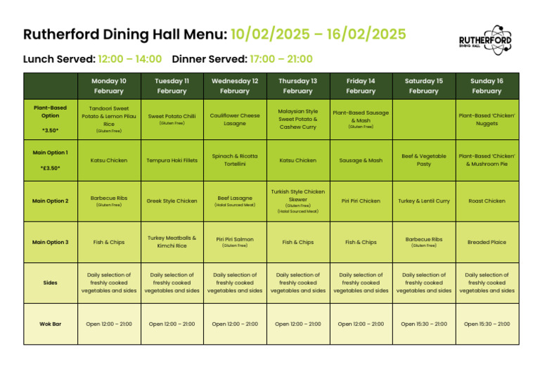 RutherfordWeeklyMenu 10.02.2025 | PDF | Asian Cuisine | Food And Drink