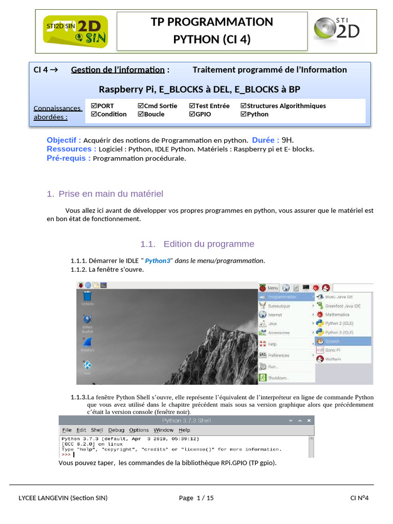 Initiation à la Programmation Python | PDF | Programmation informatique ...