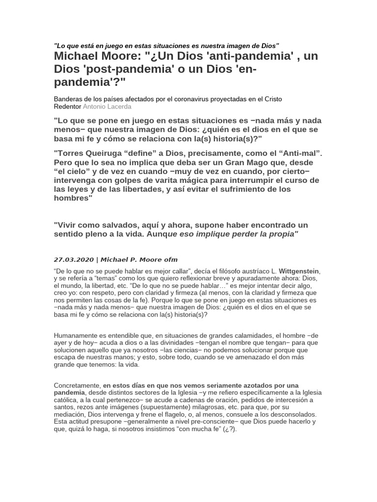 Dios Anti Pandemia Post Pandemio o En Pandemia | PDF | Oración | Dios