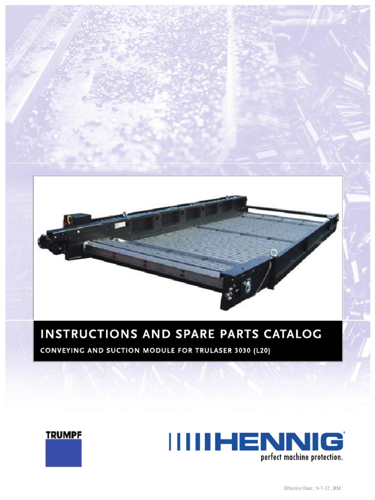 TruLaser 3030 Conveying Module Guide | PDF | Bearing (Mechanical ...