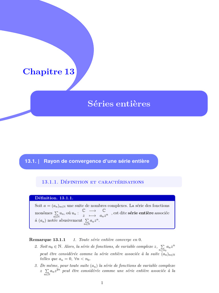 Rayon de convergence des séries entières PDF Série entière Limite — free download
