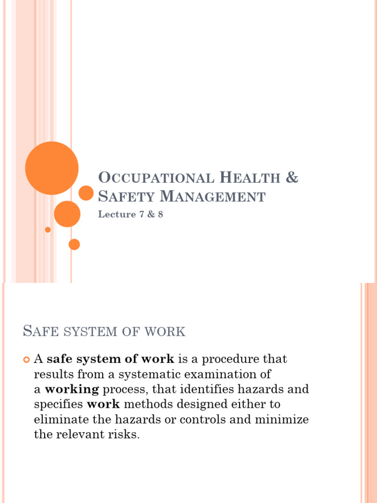 Safe Systems of Work in OHS Management | PDF | Occupational Safety And ...