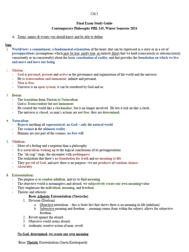 Contemporary Philosophy Exam Guide | PDF | Empiricism | Existentialism