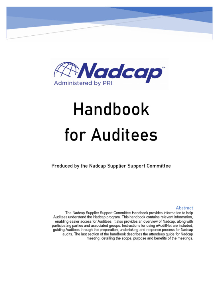 Nadcap Handbook for Auditees Overview | PDF | Audit | Auditor's Report