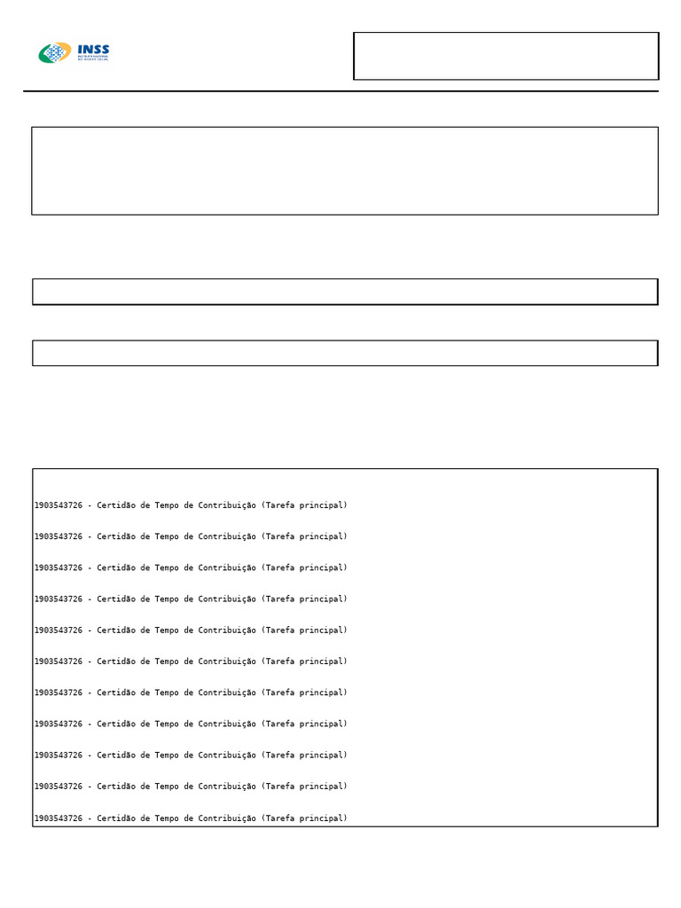 Protocolo de Requerimento INSS CTC | PDF