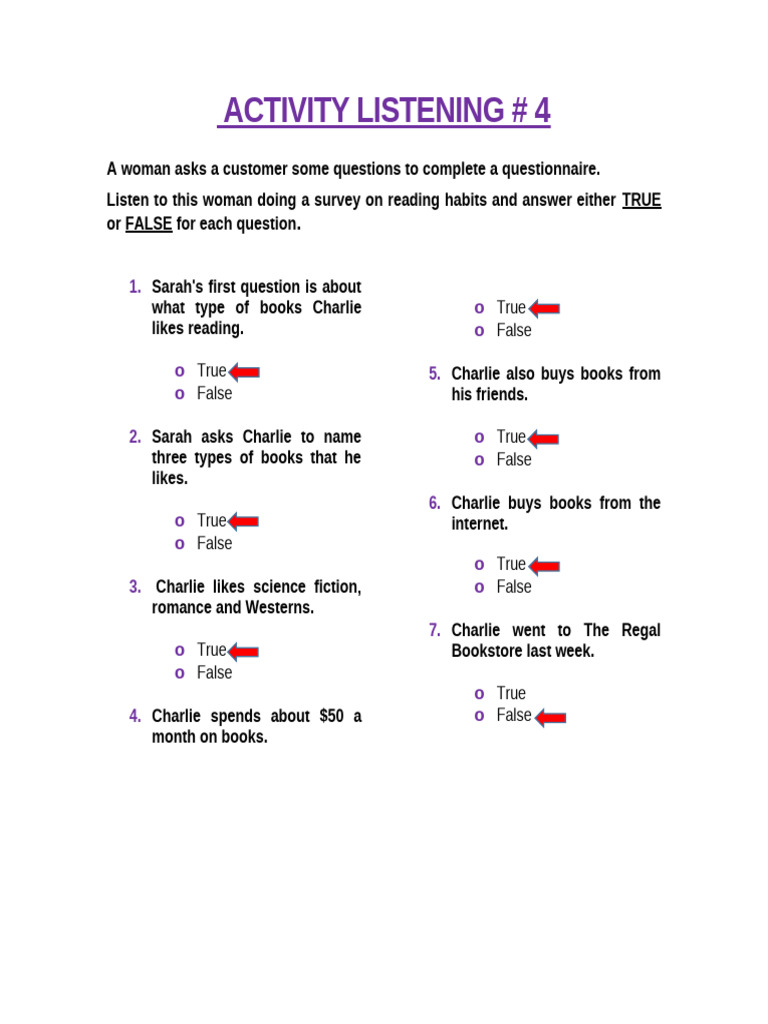 Charlie's Reading Habits Survey | PDF