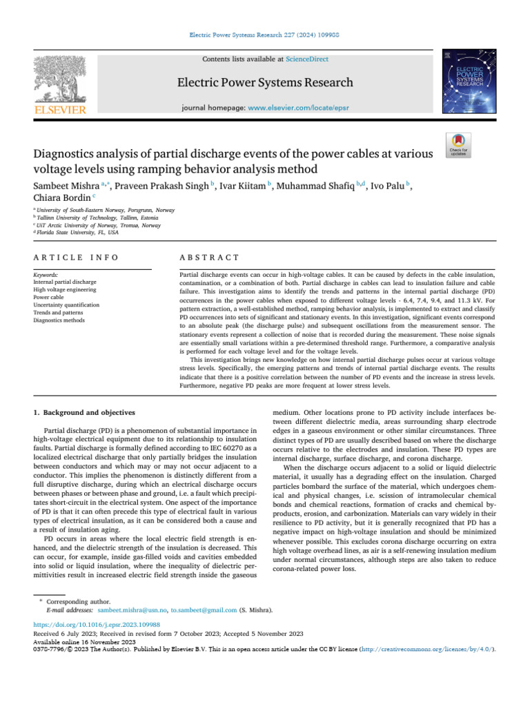 Partial Discharge Analysis in Power Cables | PDF | Insulator ...