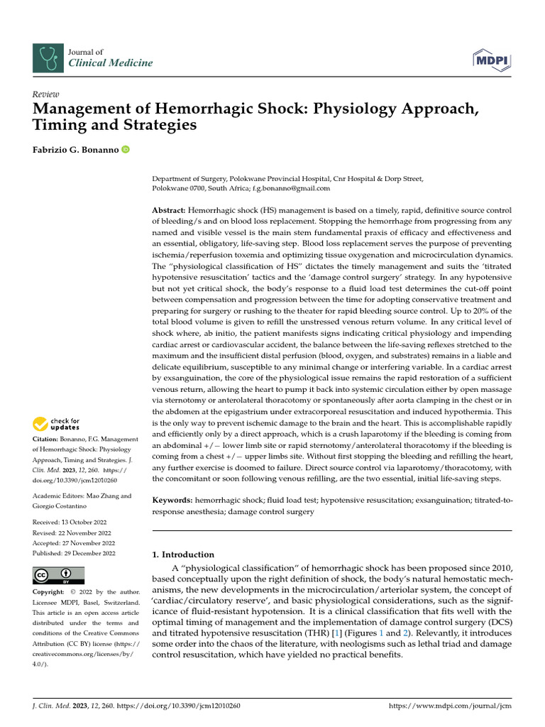Guidelines for Hemorrhagic Shock Management | PDF | Blood Pressure ...