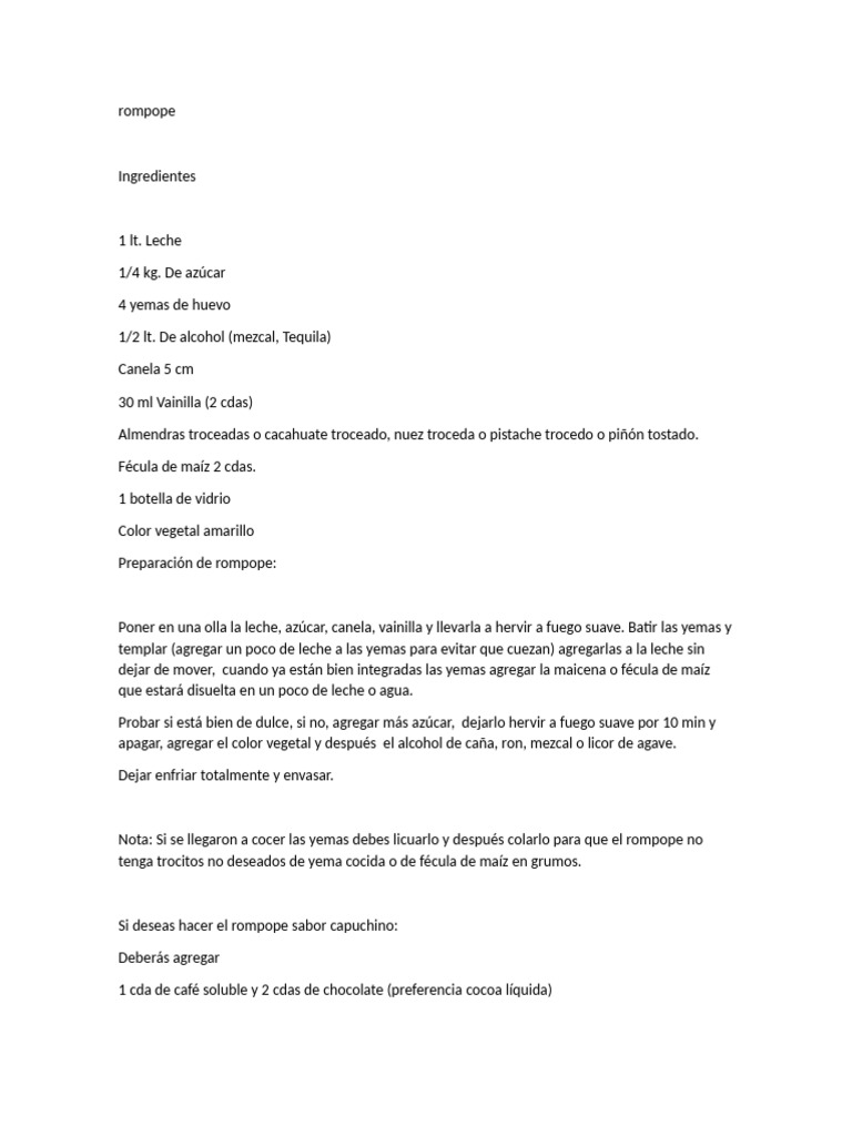 Rompope | PDF