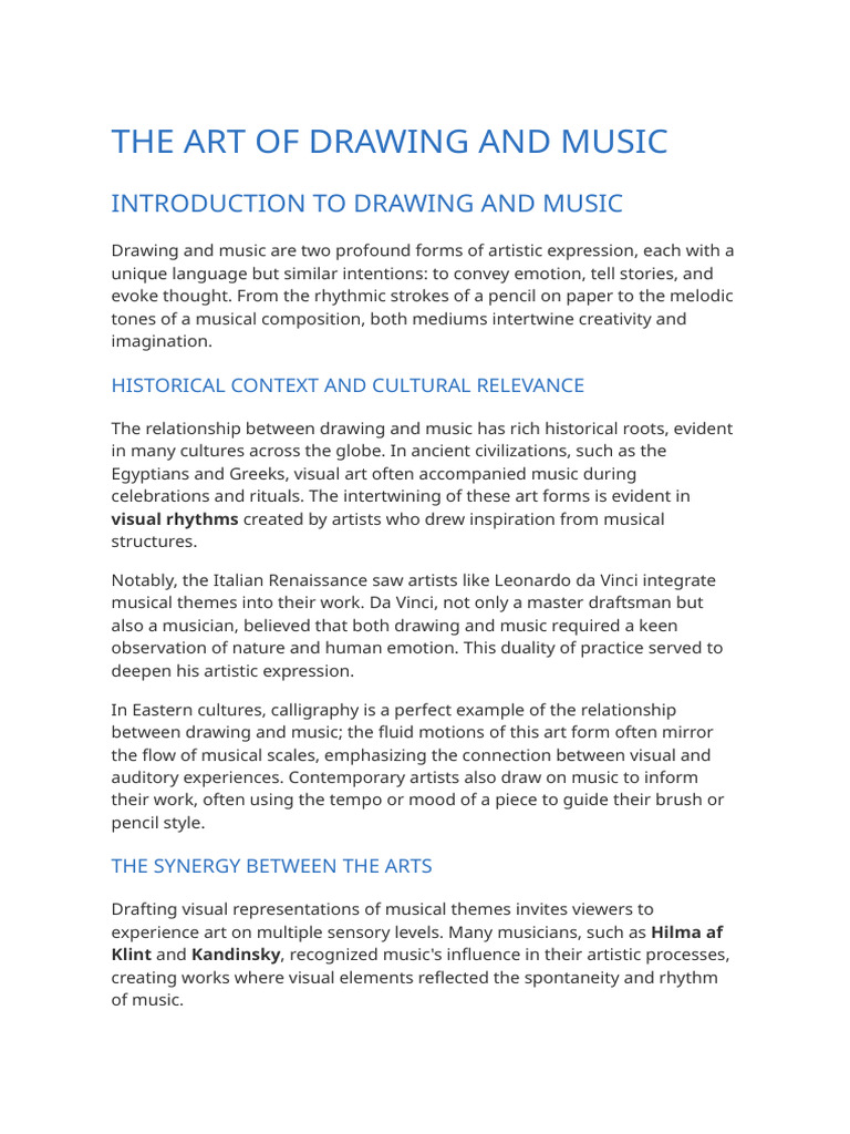 Drawing and Music: Creative Synergy | PDF | Art Therapy | Creativity