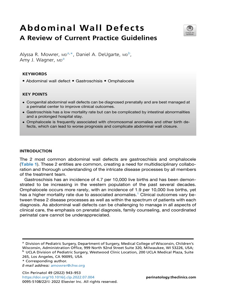 Abdominal Wall Defects: Guidelines Review | PDF | Health Sciences ...