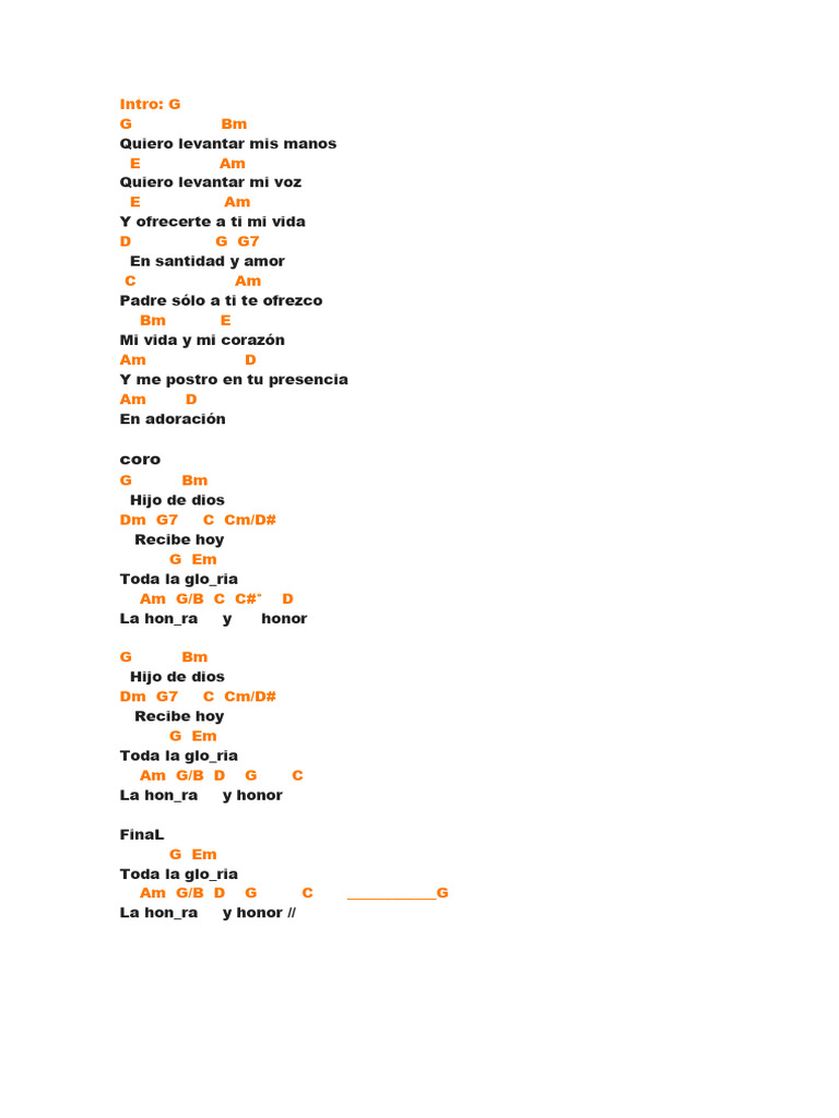 Letra y acordes: Quiero levantar mis manos | PDF