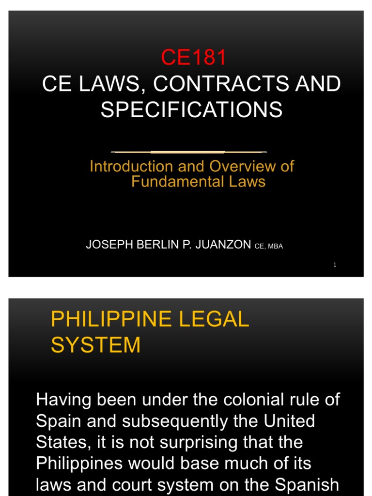 Introduction to CE Laws, Contracts and Specifications Judiciaries