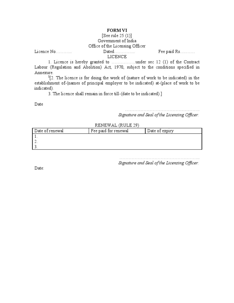 Contract Labour Licence Document | PDF