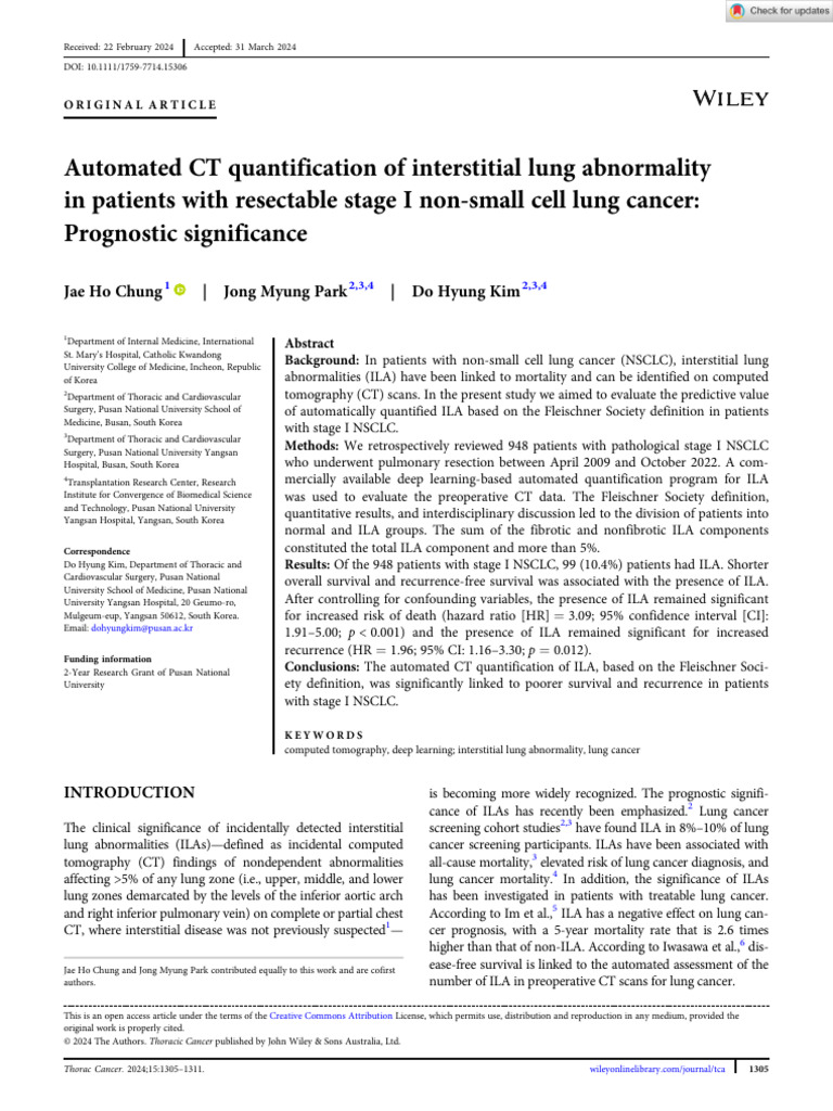 CT Quantification of Lung Abnormalities in NSCLC | PDF | Ct Scan ...