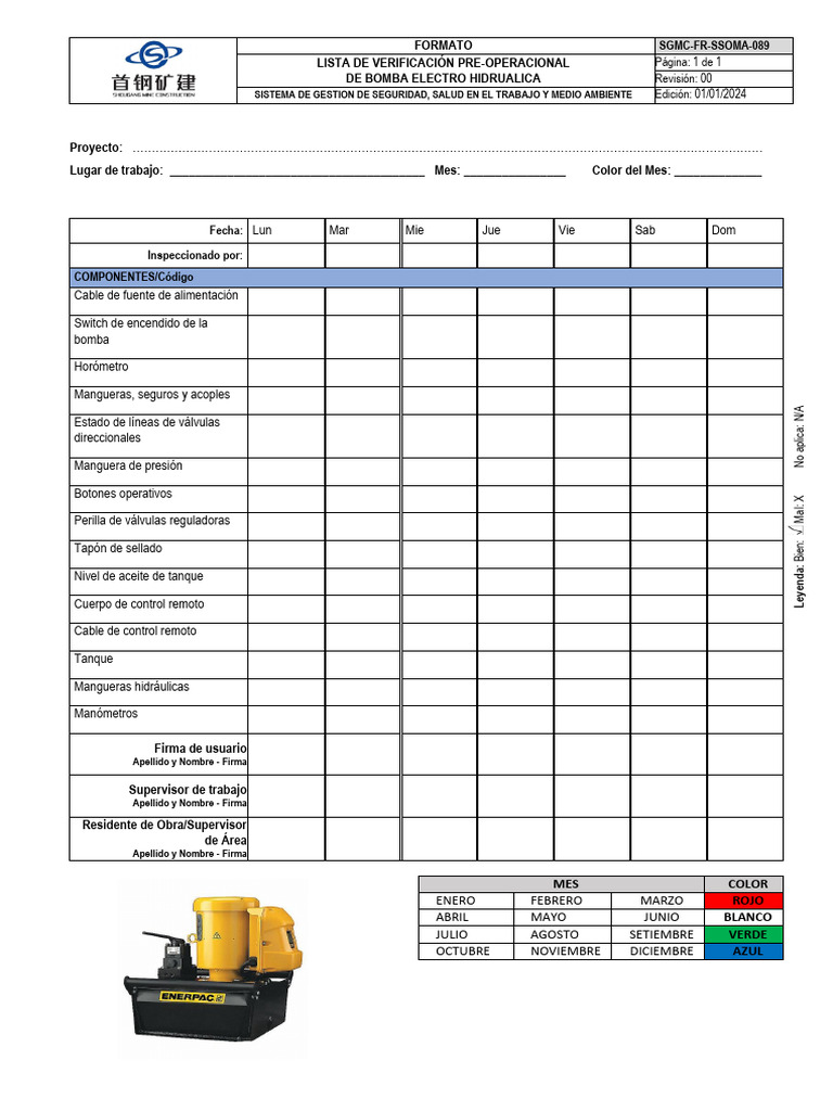 SGMC-FR-SSOMA-089 Check list bomba electro hidraulica | PDF