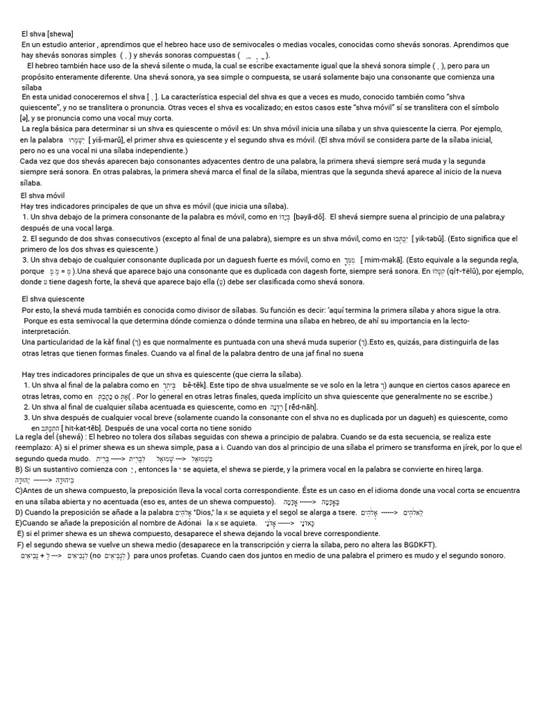 Entendiendo el Shva en Hebreo | PDF | Sílaba | Vocal