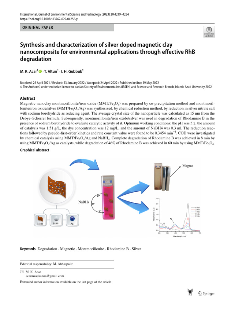 Acar Et Al. 2023 - Synthesis and Characterization of Silver Doped ...