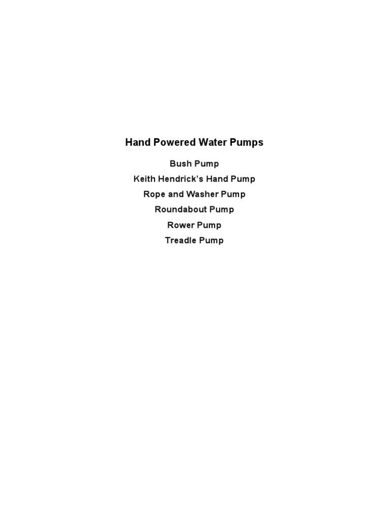 Hand-Powered Water Pump Designs | PDF | Pump | Pipe (Fluid Conveyance)
