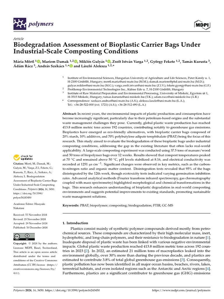 Polymers 16 03450 | PDF | Biodegradation | Plastic